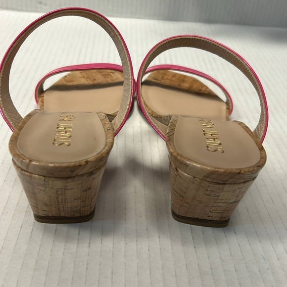 Stuart Weitzman Aleena 50 Hot Pink Cork Wedge Slide Sandals - Picture 4 of 5